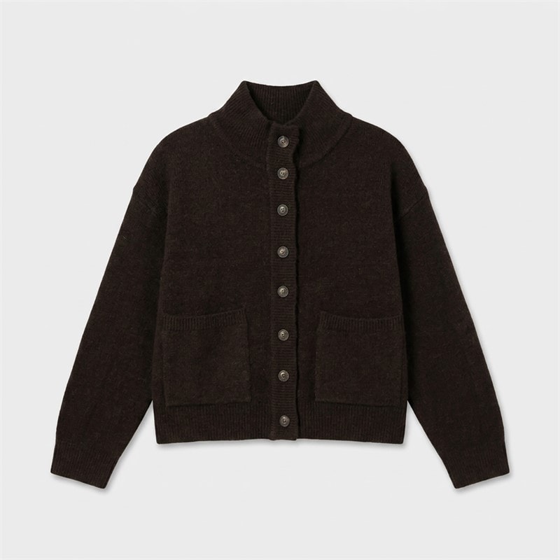 Brave Soul Womens Knitted Button Through Cardigan Chocolate