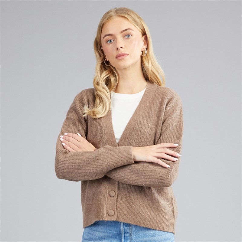 Brave Soul Womens Daffie Soft Knit Cardigan Mocha