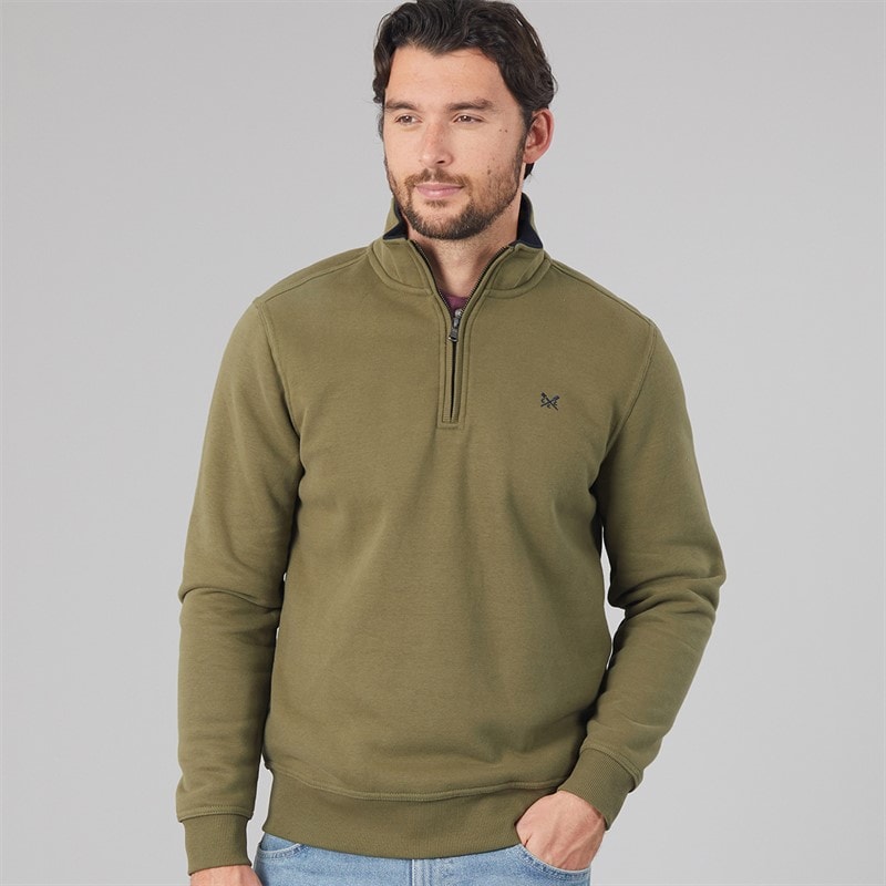 Crew Clothing Mens Half Zip Sweatshirt Four Leaf Clover