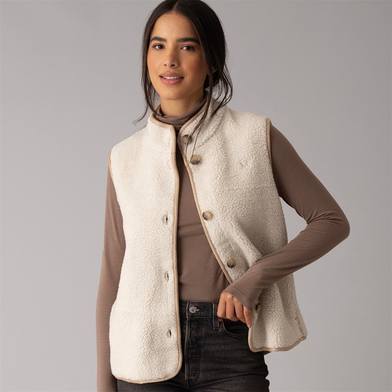 Crew Clothing Womens Borg Gilet Grey Morn
