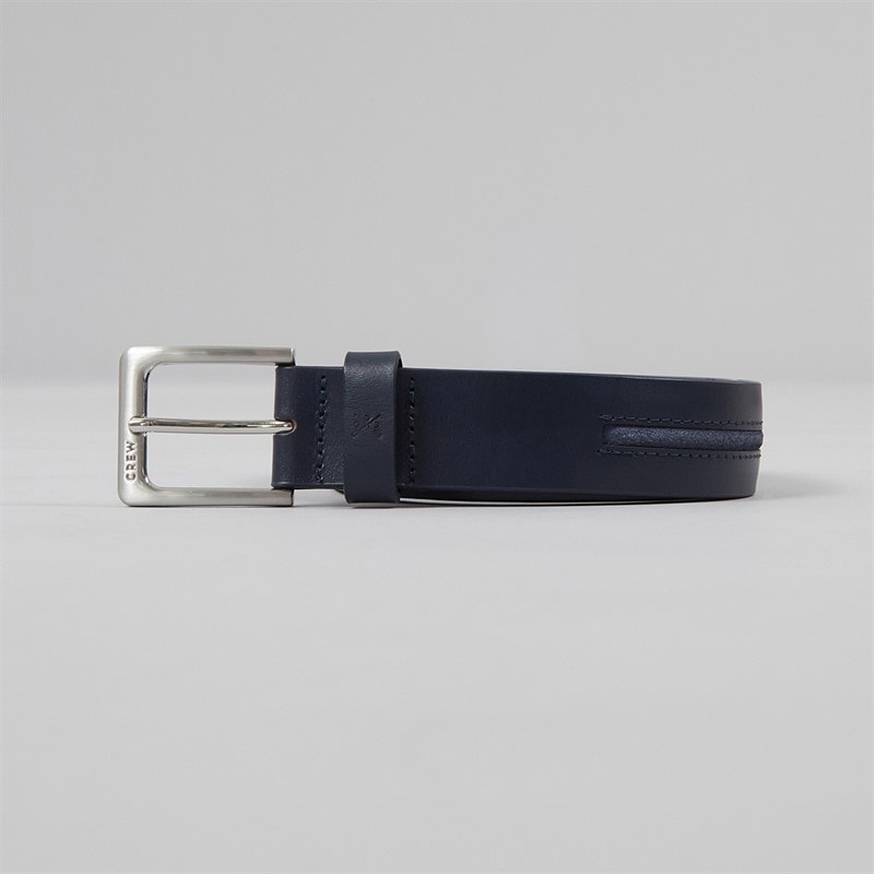 Crew Clothing Mens Colour Block Leather Belt Heritage Navy