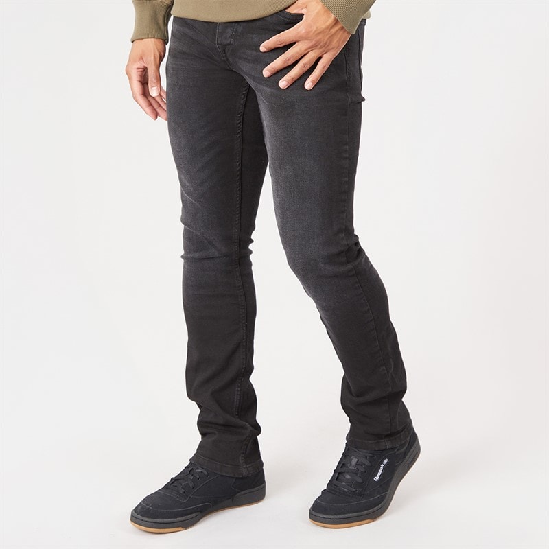 Crosshatch Mens Malcolm Slim Fit Jeans Black