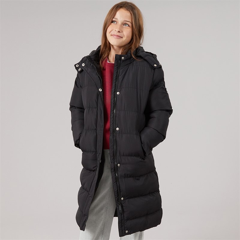 Bench Girls Eualie Long Maxi Length Coat Black