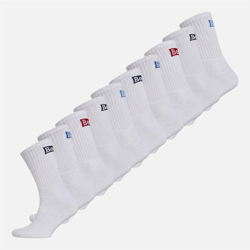 Bench Mens Stepneyten Ten Pack Crew Socks White