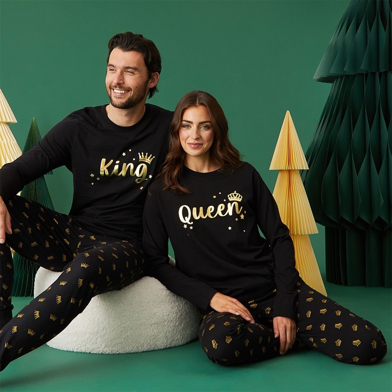 Fluid Womens Matching King Pyjama Set Black