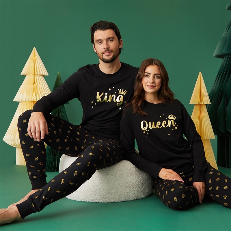 Fluid Mens Matching King Pyjama Set Black