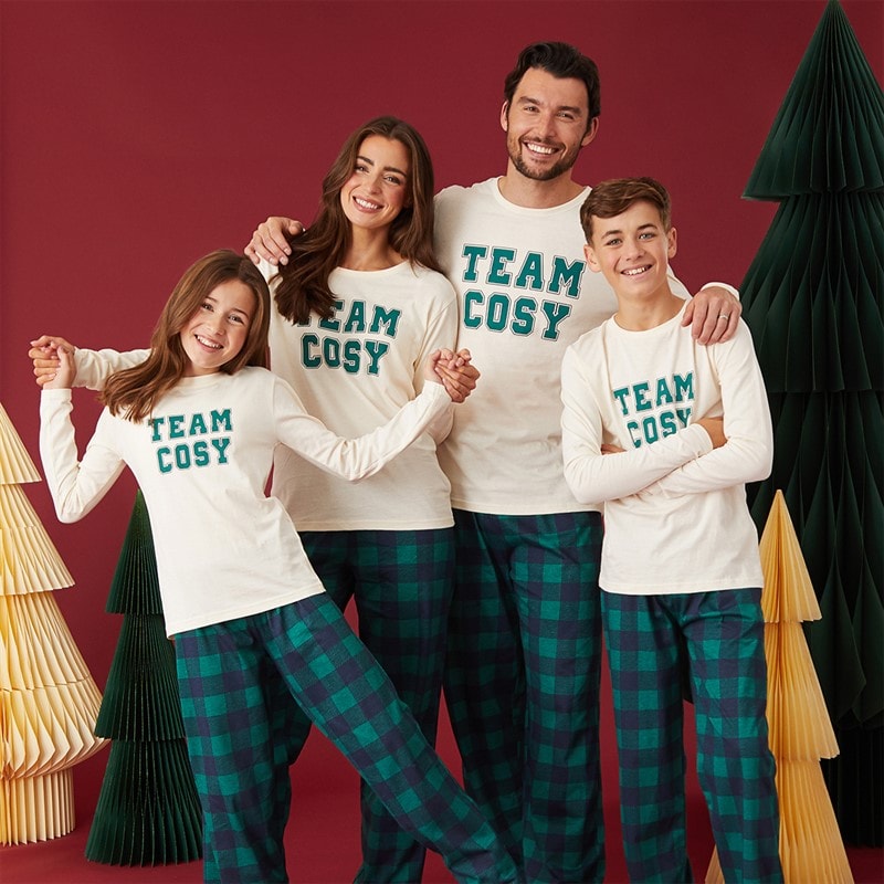 Fluid Mens Family Pyjama Set White/Green/Navy/Cream