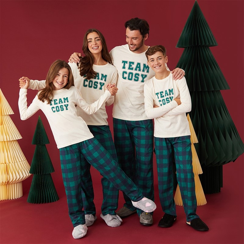 Fluid Womens Family Pyjama Set White/Green/Navy/Cream