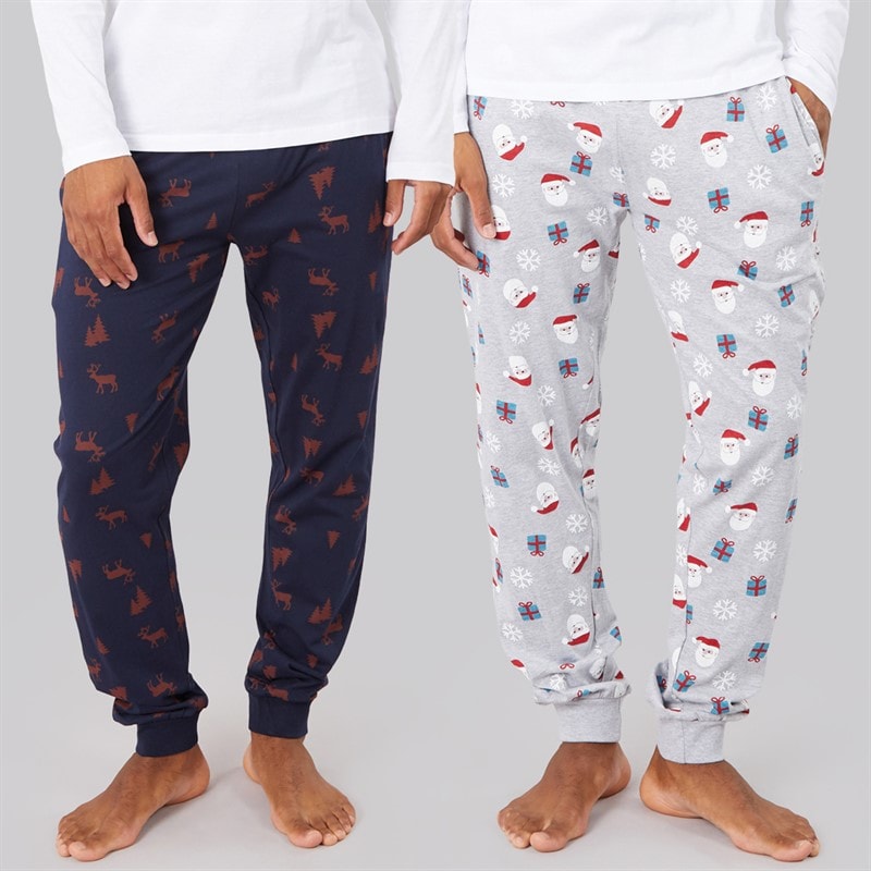 Fluid Mens Christmas Two Pack Lounge Joggers Multi