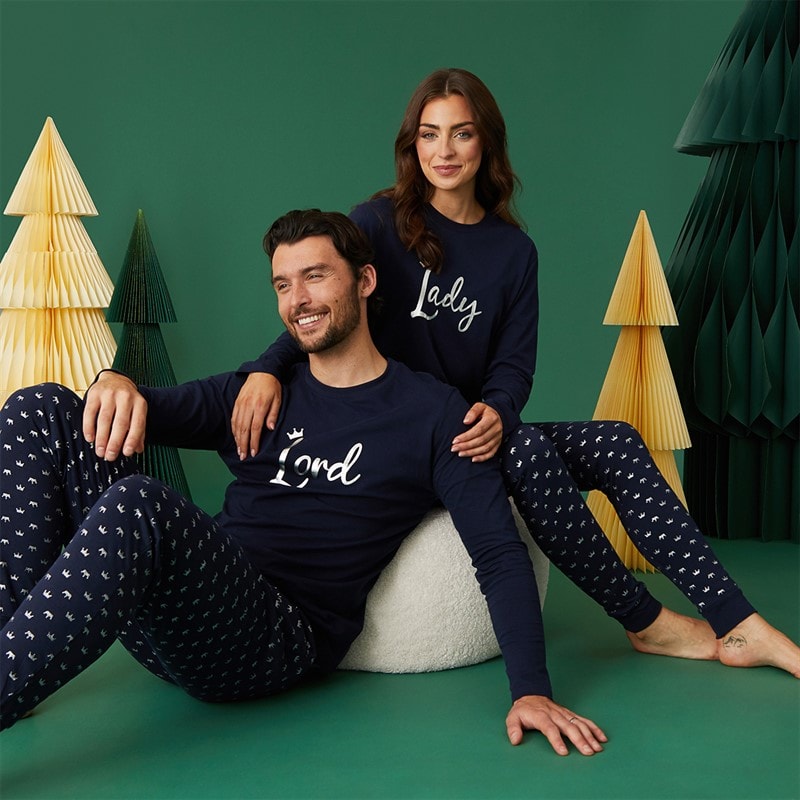 Fluid Womens Matching Lady Pyjama Set Navy