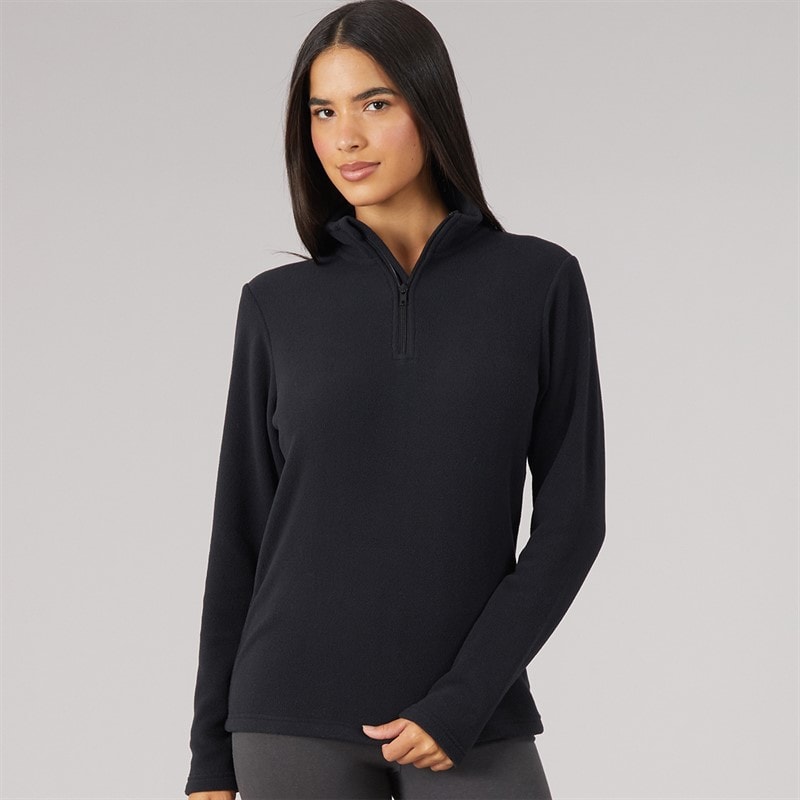 Board Angels Womens 1/4 Zip Microfleece Top Black