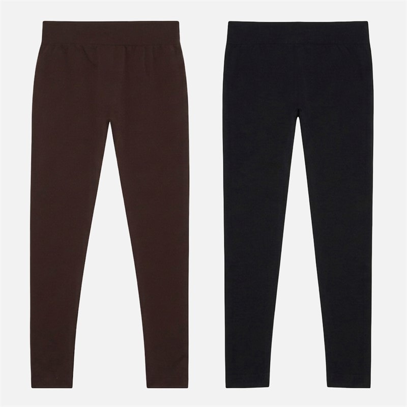Board Angels Girls Two Pack Fleece Leggings Black/Chocolate