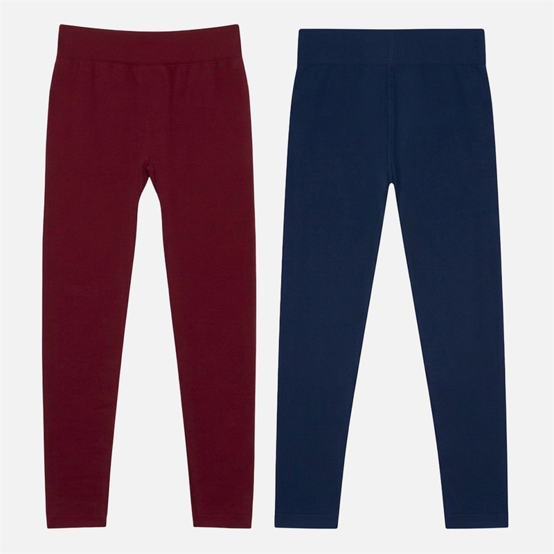 Board Angels Girls Two Pack Fleece Leggings undy Navy/Burgundy