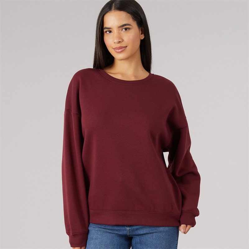 Board Angels Womens Oversized Sweatshirt Burgundy