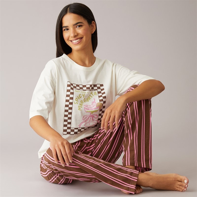 Board Angels Womens Spicy Margs T-Shirt And AOP Pyjama Set Multi