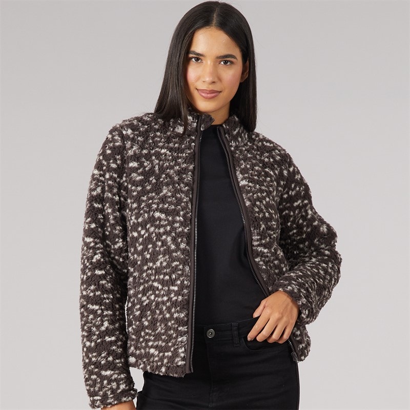 Board Angels Womens Animal Print Fleece Zip Through Multi