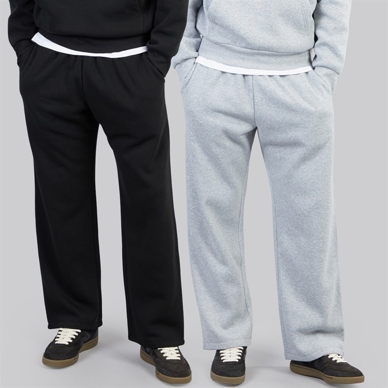 JACK & JONES Mens Oversized Two Pack Open Hem Joggers Black/Light Grey Marl