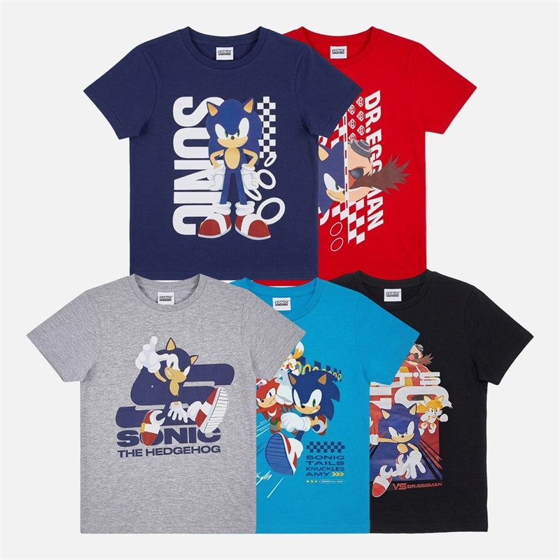 Sonic Boys Five Pack T-Shirts Multi
