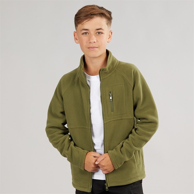 Kangaroo Poo Boys Full Zip Microfleece Jacket Khaki