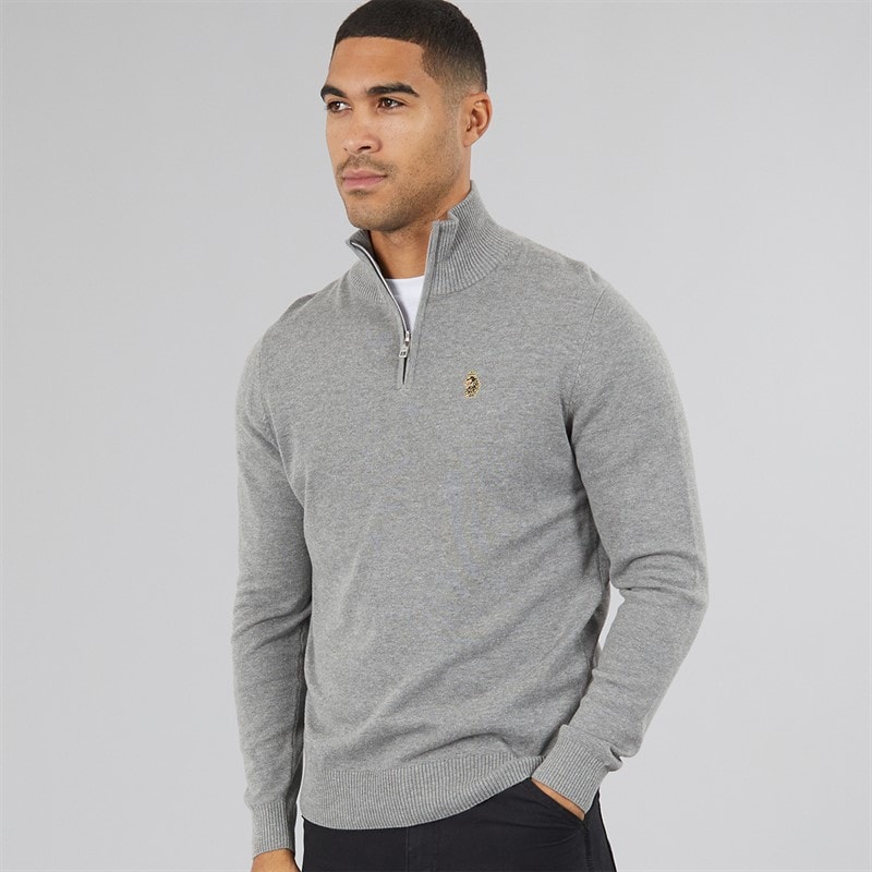 LUKE 1977 Mens Pretender 1/4 Zip Jumper Mid Grey B