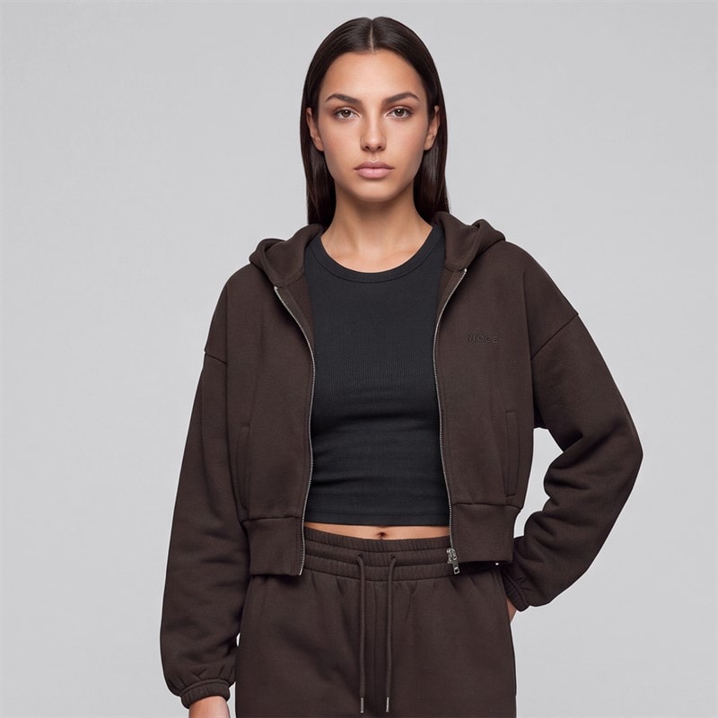 NICCE Womens Valencia Cropped Zip Through Hoodie Americano