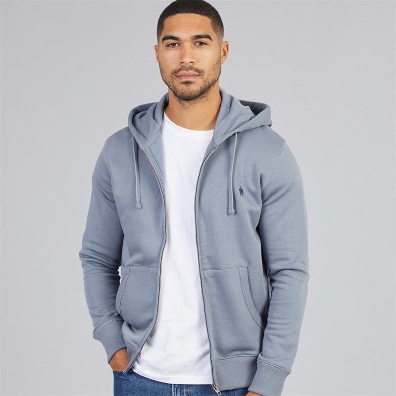 French Connection Mens FC Zip Hoodie Light Blue/Marine