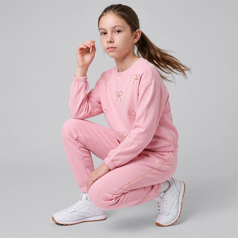 Pindydoll Girls Pinydoll Daisy Sweatshirt And Joggers Tracksuit Cameo Pink