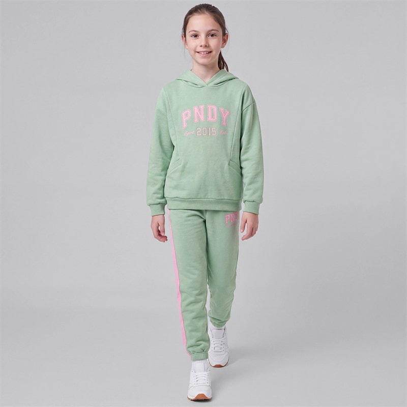 Pindydoll Girls Roxy Hoodie And Joggers Tracksuit Cameo Green/Pink Dolphin