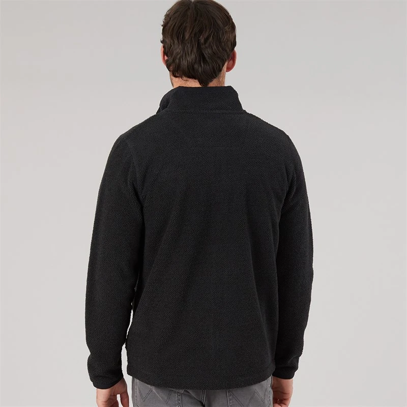 Weird Fish Mens Lemington Full Zip Textured Fleece Black