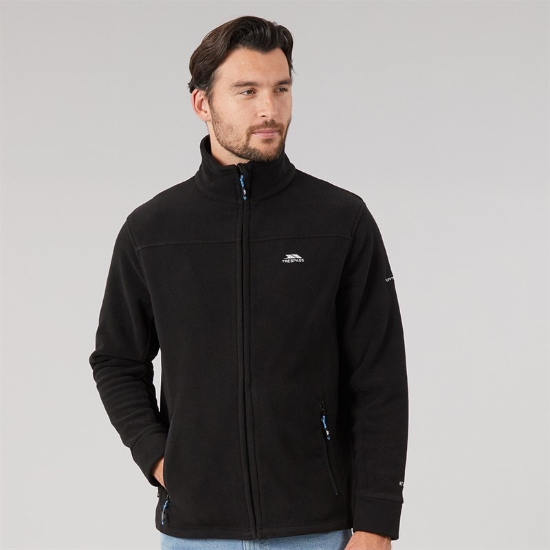 Trespass Mens Bernal Full Zip Fleece Jacket Black