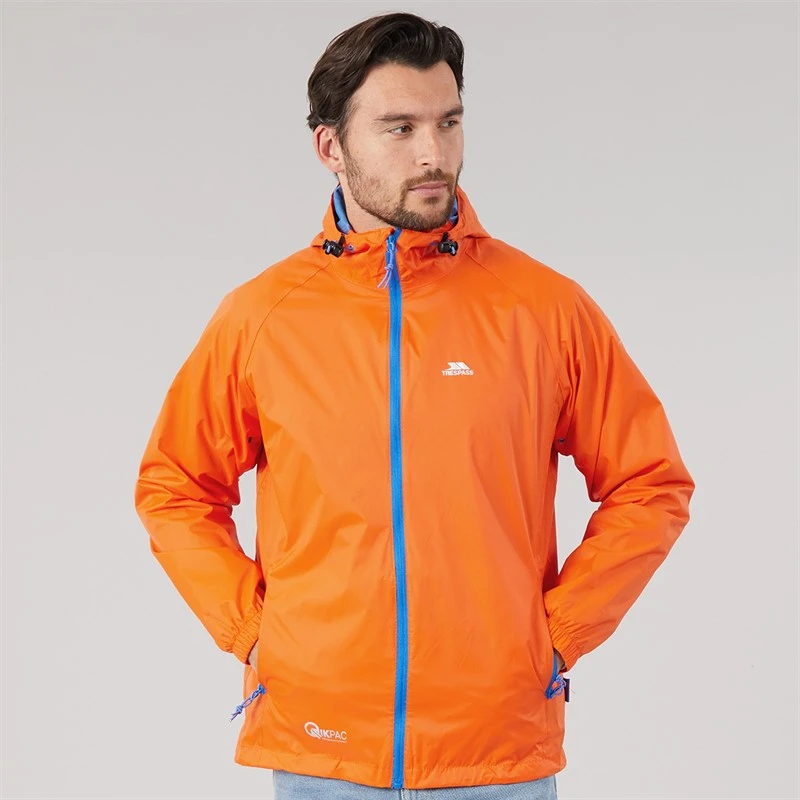 Trespass Mens Qikpac Waterproof Packable Jacket Sunrise