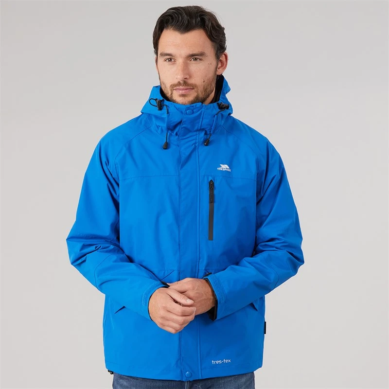 Trespass Mens Corvo Waterproof Hooded Shell Jacket Blue