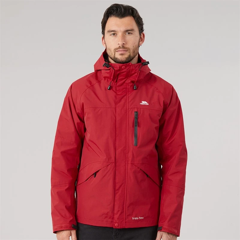 Trespass Mens Corvo Waterproof Hooded Shell Jacket Red
