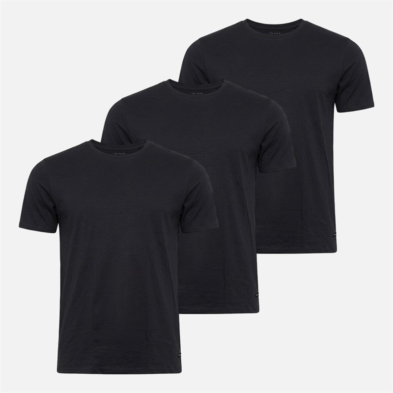Ted Baker Mens Three Pack Crew Neck T-Shirts Black/Black/Black