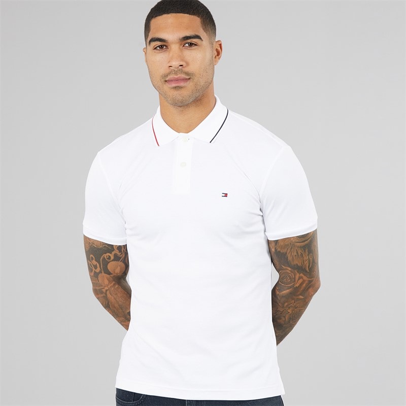 Tommy Hilfiger Mens Liquid Cotton Tipped Polo Shirt White
