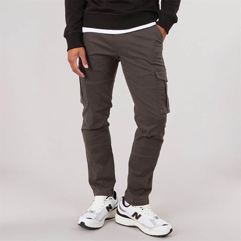 Tokyo Laundry Mens Whitehouse Straight Cargo Trousers Raven Grey