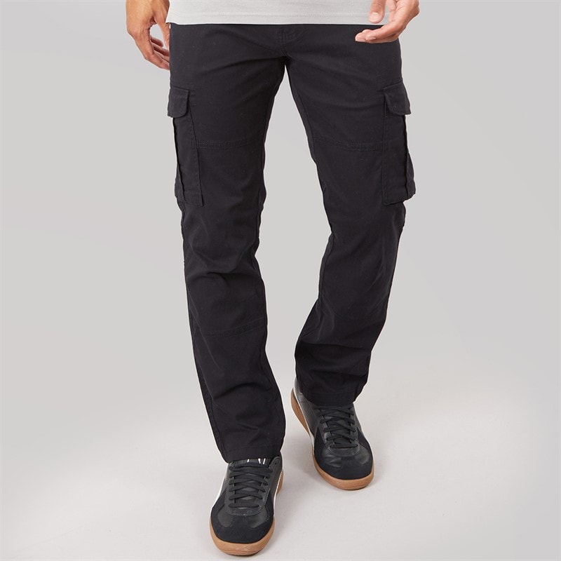 Tokyo Laundry Mens Whitehouse Straight Cargo Trousers Black
