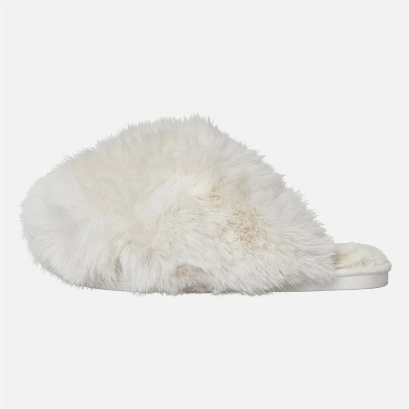 Truffle Collection Womens Fluffy Mule Slippers Beige fur