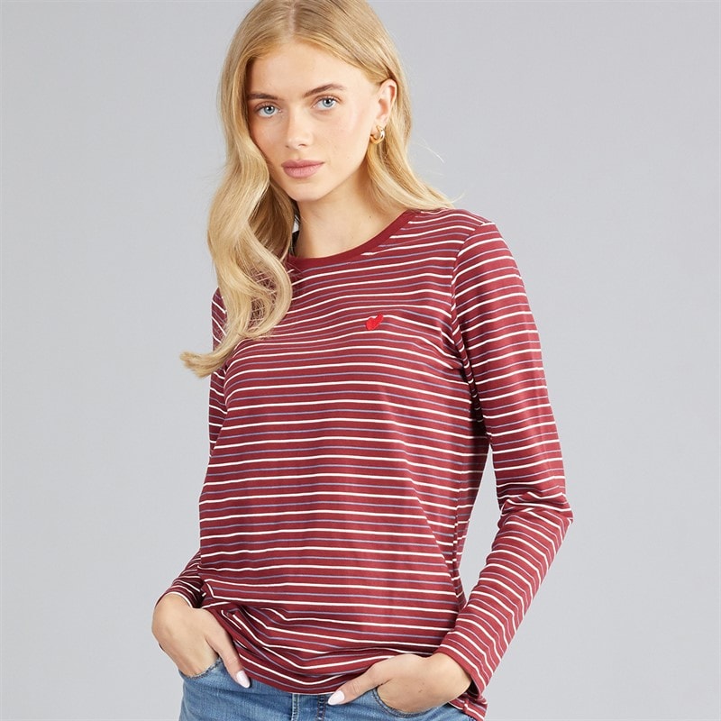 L'amore Couture Womens Saphira Long Sleeve T-Shirt Stripe
