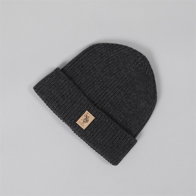 U.S. POLO ASSN. Boys Signature DHM Knitted Beanie Charcoal Marl