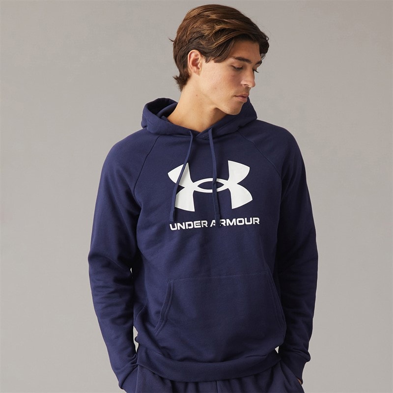 Under Armour Mens UA Rival Fleece Logo Hoodie Marine OD Green/White