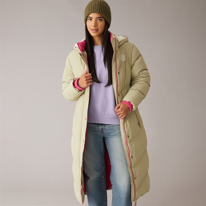 Lagooners Womens Isley Long Puffer Coat Khaki