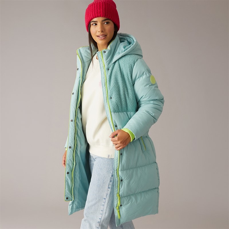 Lagooners Womens Cornwall Mid Length Puffer Coat Sea Green