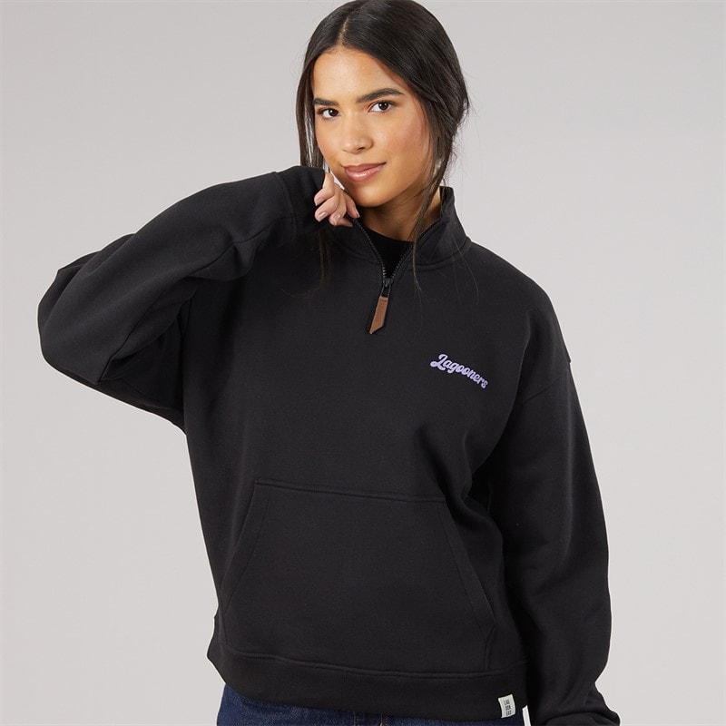 Lagooners Womens Burlow 1/4 Zip Sweatshirt Black
