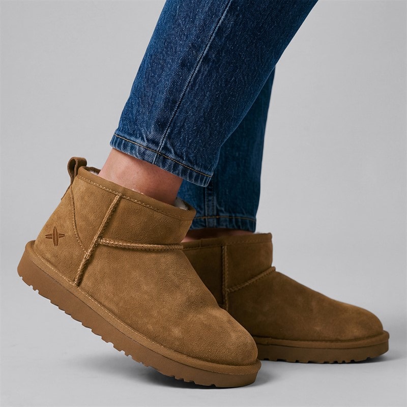 Lagooners Womens Uma Cozy Mini Boots Chestnut Tan
