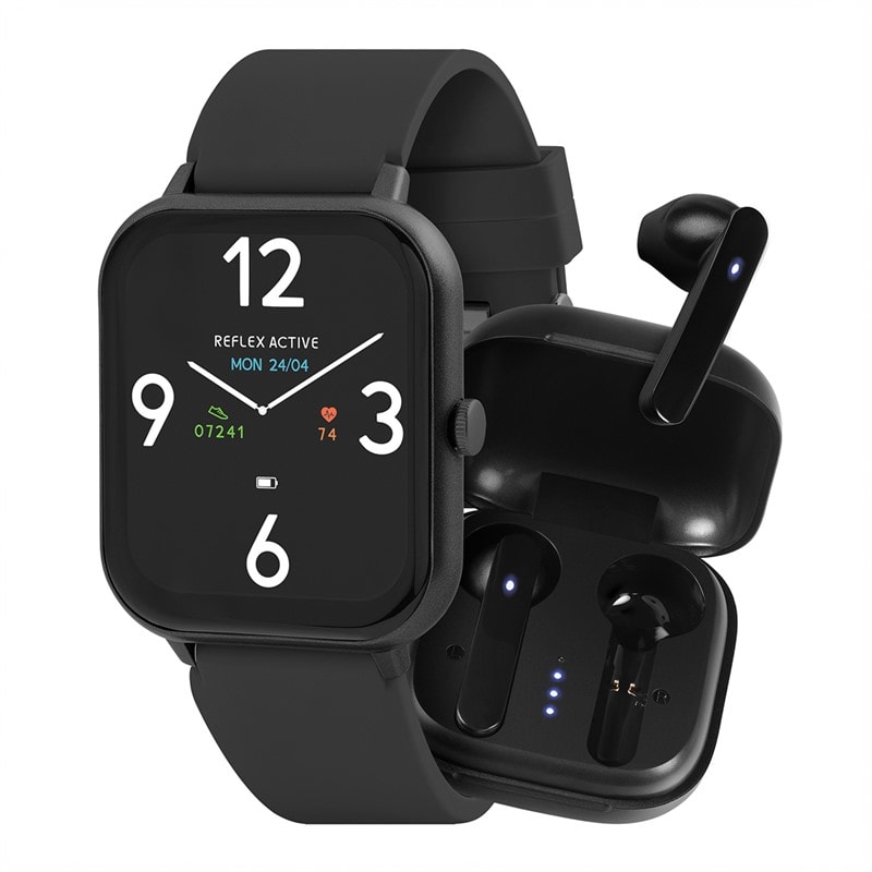 Reflex Active Womens Watch And Earbuds Set Black