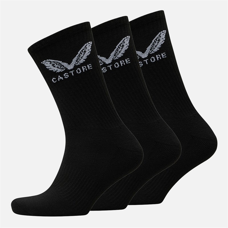 Castore Three Pack Cushioned Crew Socks Black
