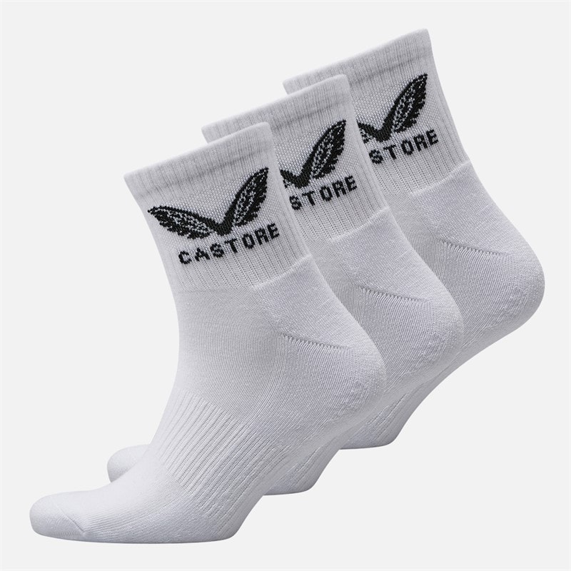 Castore Three Pack Cushioned Quarter Socks White