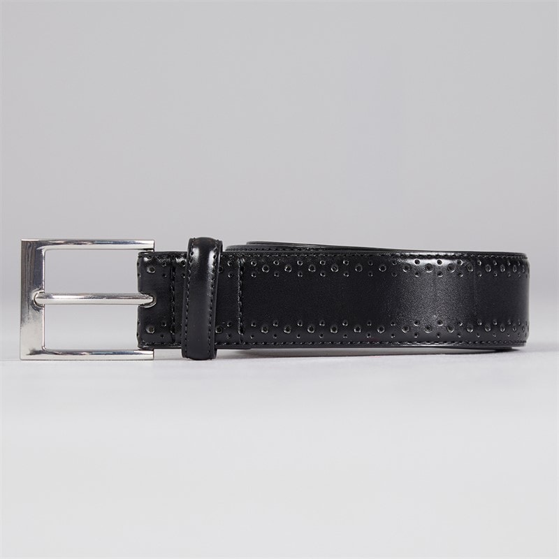 William Hunt Mens Brogue Belt Black