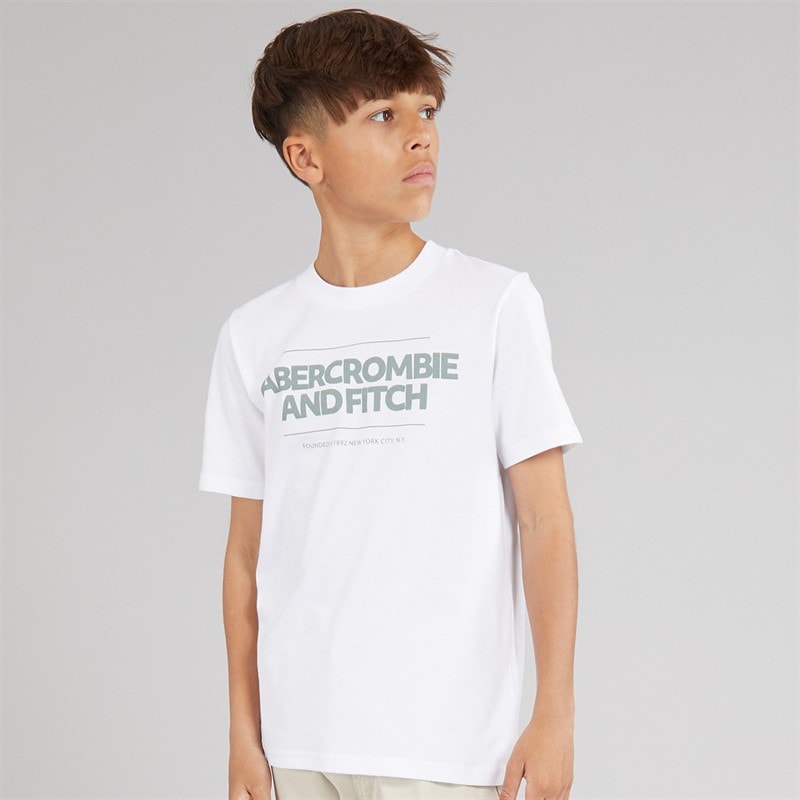 Abercrombie & Fitch Boys Cinder Block T-Shirt Bright White